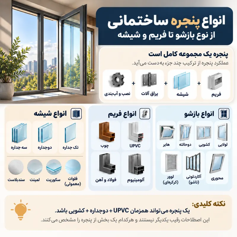 انواع پنجره ساختمانی را بشناسید؛ از نوع بازشو تا فریم و شیشه